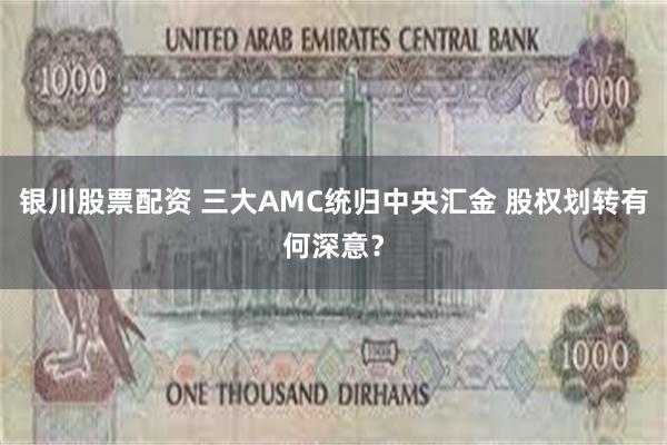 银川股票配资 三大AMC统归中央汇金 股权划转有何深意？